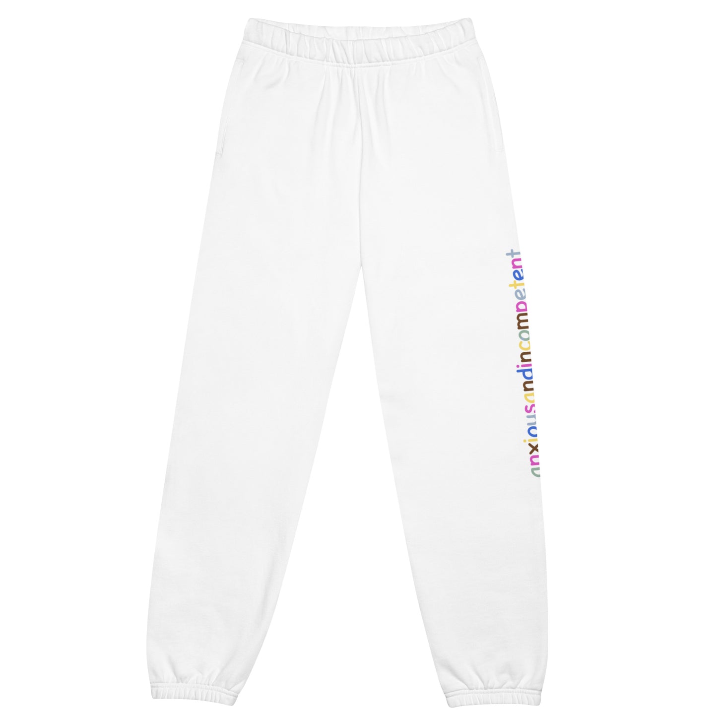 "anxiousandincompetent" white unisex sweatpants