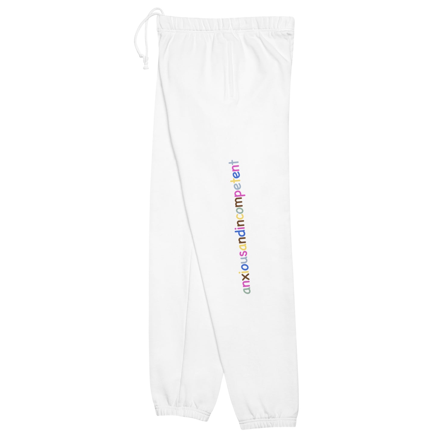 "anxiousandincompetent" white unisex sweatpants