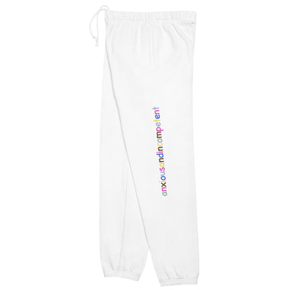 "anxiousandincompetent" white unisex sweatpants